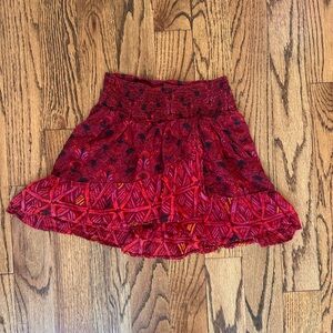 Free People Red and Black Mini Skirt